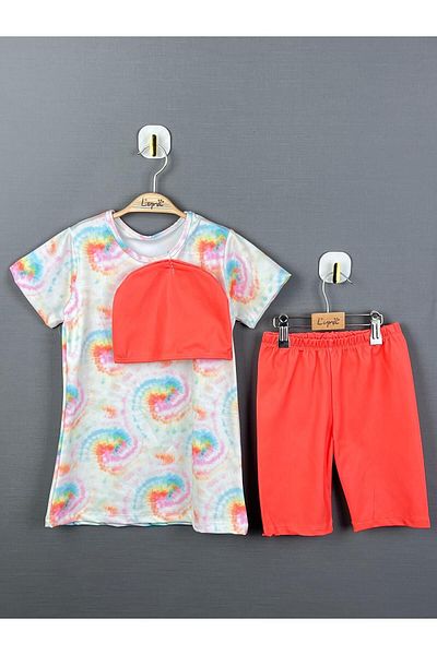 mikam GIRL'S BONELED SWIMSUIT SHORT SLEEVE LYCRAL