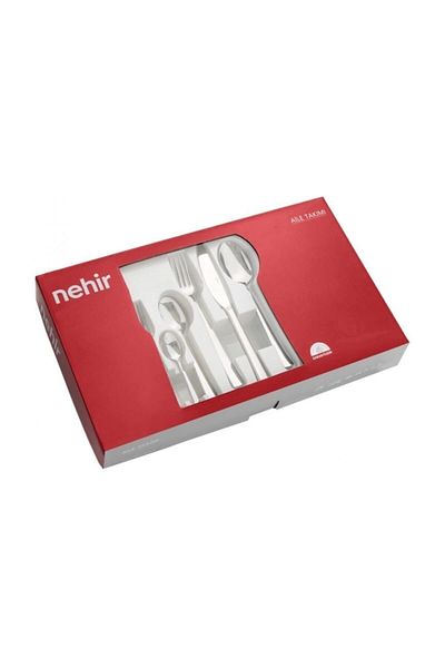 Nehir Dalyan Gold Plain Boxed Fork Spoon Knife Set 36 Pieces