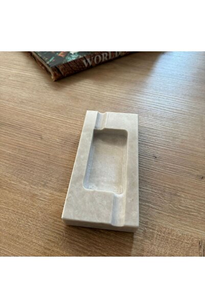 LİSPERA Beige Marble Rectangular Ashtray - Natural and Luxury Gift