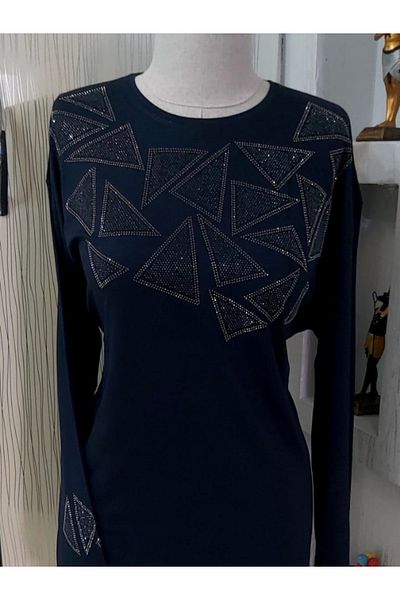 LUSSOLİFE Mother Stylish Oversize Jewelled Blouse