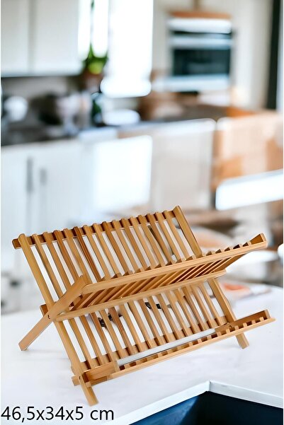 Rossel Premium Bambu 2 Katlı Ahşap Tabaklık Bulaşıklık 46,5x34x5cm