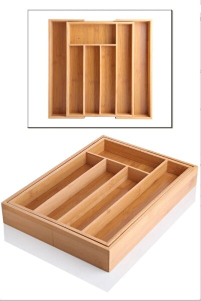 Rossel Premium Çekmece Içi Bambu Açılır Organizer Kaşıklık