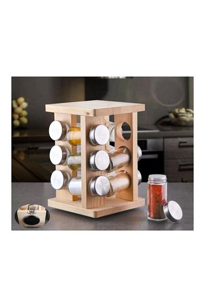 GÖNÜL 12-Piece Rotating Glass Spice Bowl Set - G3335