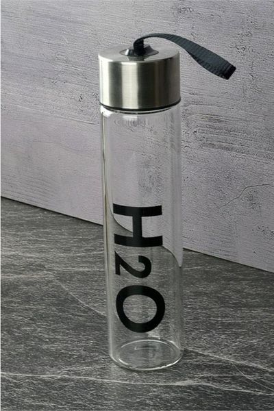 Rossel Premium Glass Flask with Metal Lid 450 Ml Black H2o81453
