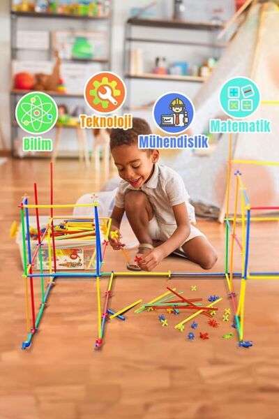 TOMBİ-X Bambu Çubuk Oyunu 600 Parça Puzzle Seti Eğitici Çocuk Oyuncakları Tek...