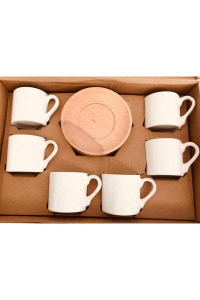 Paçi Cupa Home Coffee Cup Set with Bamboo Plate