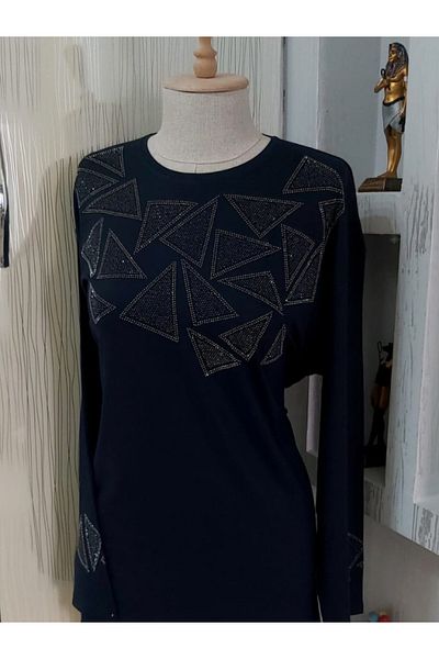 LUSSOLİFE Mother Stylish Oversize Jewelled Blouse