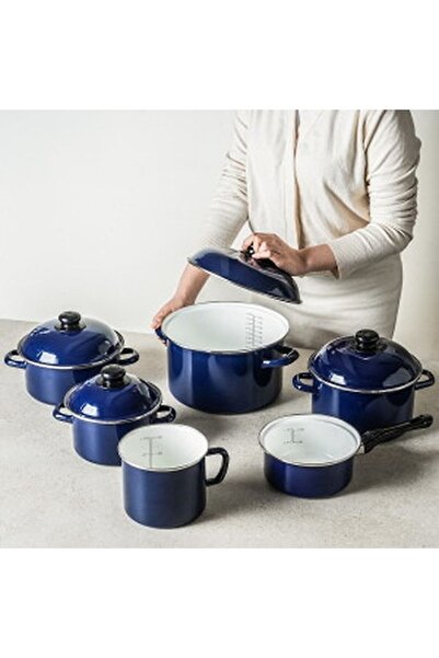 Rossel Premium Red Imported 5-Piece Cookware Set High Quality Enamel