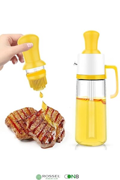 Rossel Premium وعاء زيت زجاجي 630 مل مع فرشاة سيليكون MLN-426