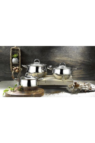Rossel Premium Zeycan 3-Piece Casserole 14*16*18 Cm Lines-zeygüv-3-Piece