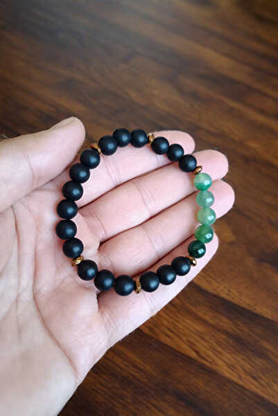 MGA DOĞAL TAŞ سوار أخضر للرجال والنساء - عقيق، مطفي، أونيكس، نحاس وحجر الهيماتيت