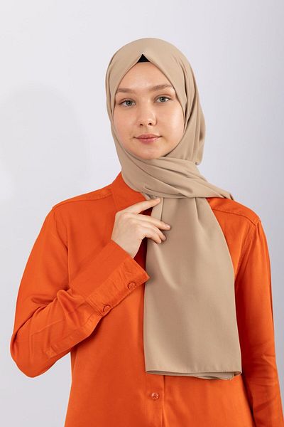 hijabchi Εισαγόμενο μετάξι Medina - Σκούρο Μπεζ