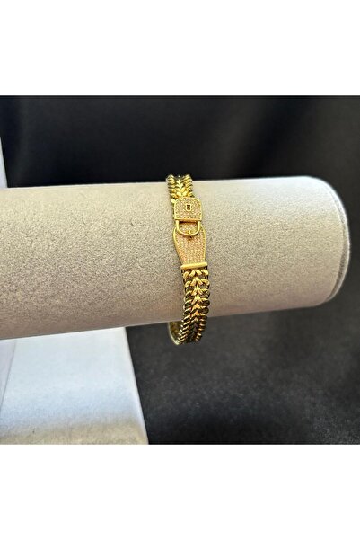 PRİDE COLLECTİON Kilit Taşlı 14k Kuyumcu İşçilikli Altın Kaplama Vip Bileklik