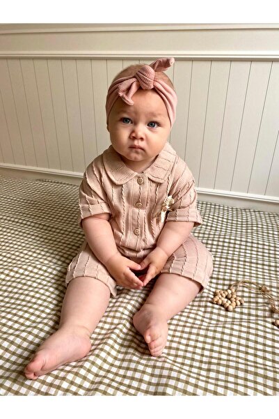 Minizade Buttoned Baby Girl Jumpsuit with Pocket Cover