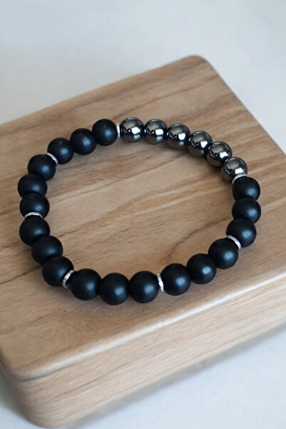 MGA DOĞAL TAŞ مجموعة أساور من حجر الهيماتيت والعقيق الطبيعي للرجال والنساء