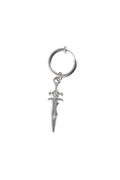 Jaida Moda Unisex Gray Compression Sword Figure Dangle Fake Hoop Earrings