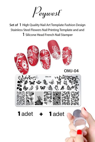 PEYWEST 2'li Nail Art Seti (French Stamper Aleti ve Nail Art Paleti)