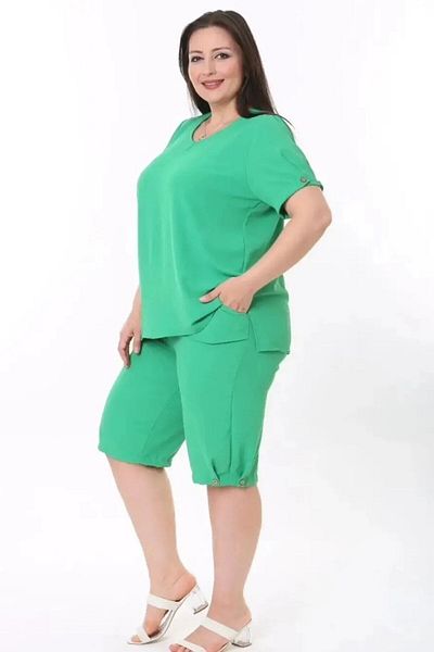 sinemisxxl مجموعة علوية وسفلية من قماش Kaprili ayrobin باللون الأخضر