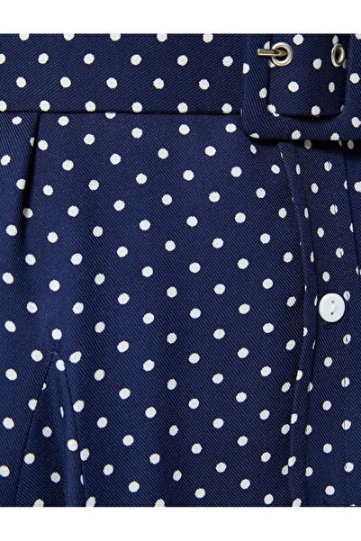 Koton Γυναικείο Μίνι Πουά Φόρεμα Πουκάμισο με Ζώνη 4SAK80314UW