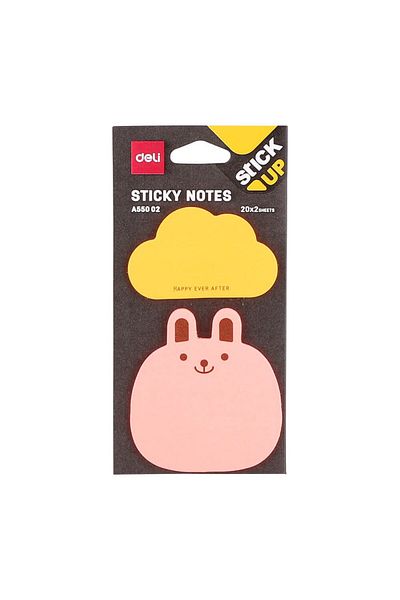 Deli Deli Fancy Sticky Note, 2 stickers x 20 sheets, Assorted Colors, A55002 - Pack of 1