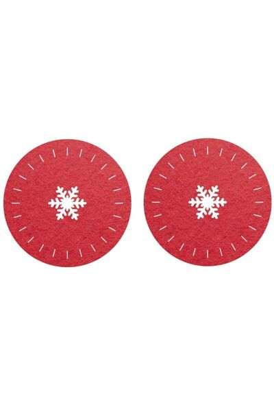 Genel Markalar Keçe Yılbaşı Temalı Amerikan Servisi 2 Li Servis Kırmızı