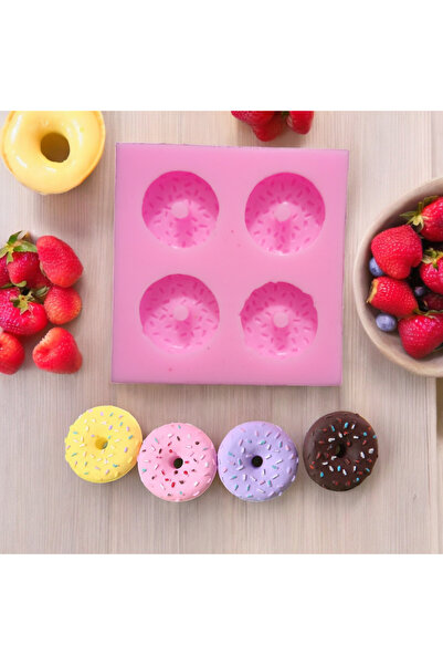 HOBİ YAP 4'lü Pembe Silikon Donut Süsleme Kalıbı, kolay ve renkli tatlı süsle...