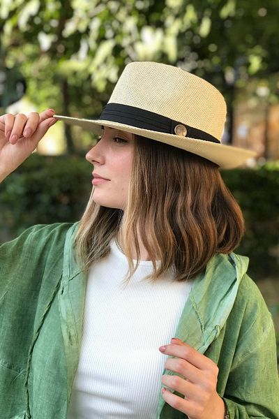 novon Straw Ribbon Panama Hat