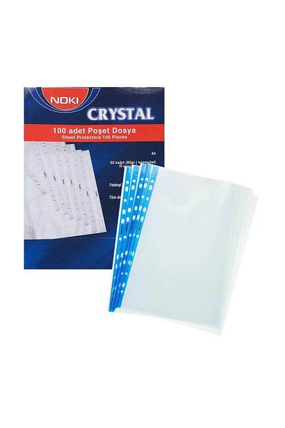 Noki 100 Pieces Crystal Blue Striped Perforated Bag File
