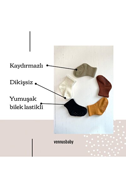 Vennusbaby 5 Pack Seamless Anti-Slip Children's Socks