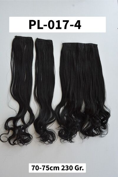 Lucky Store Doğal Siyah Su Dalgalı Uzun Yarım Ay Saç – 3 Parça Çıt Çıt 75cm. ...