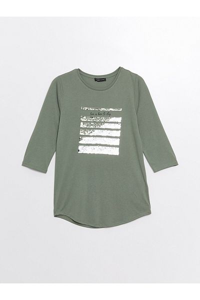 LC Waikiki Γυναικεία μπλούζα LCW - Crew Neck, Sequins με παγιέτες