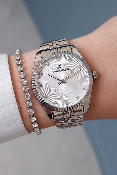 Daniel Klein 35 mm Women's Metalic Jewelled Bracelet Wrist Watch - Gift Bracelet