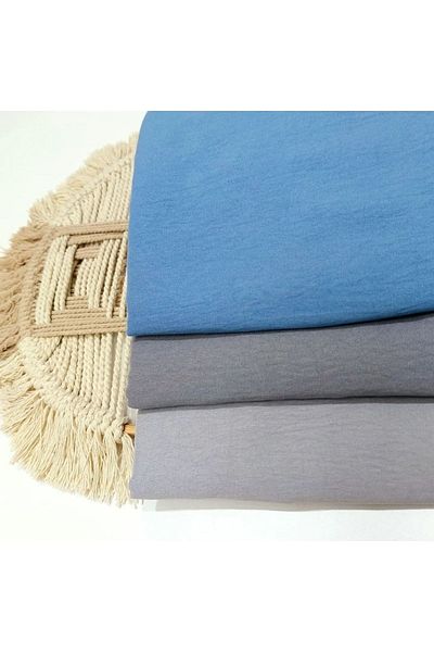 Narine Hijab Γυναικείο Βαμβακερό Σετ Μοντέλο Cazz Shawl 3 τεμαχίων-σκούρο γκρι-μπλε-γκρι