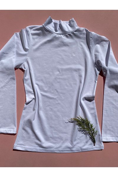 MODALİNOSA Cotton Lycra Fabric Turtleneck Long Sleeve White Color Body - Undershirt