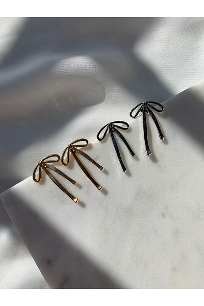 Hiti Jewelry Bows Steel Ribbon Earrings