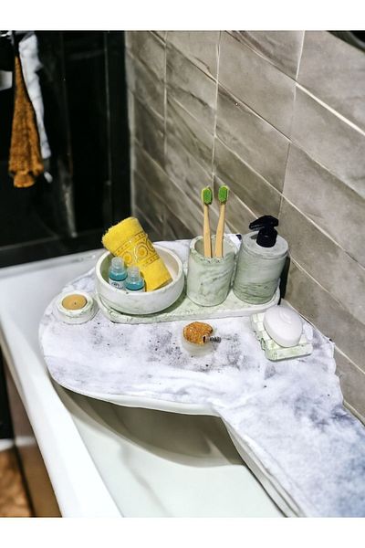 Trust Stone Σετ μπάνιου Marble Series 6 τεμαχίων, Διανομέας υγρού σαπουνιού Οδοντόβουρτσα Σετ αξεσουάρ από σκυρόδεμα