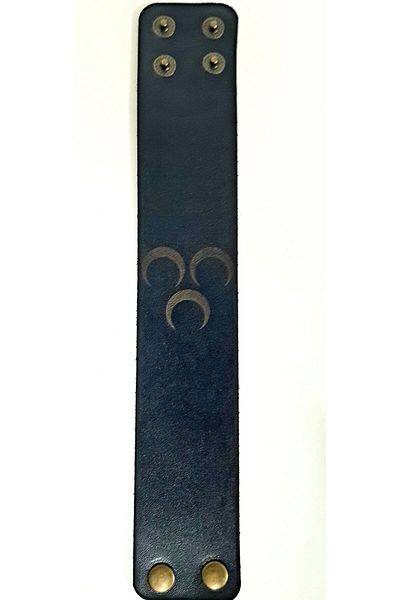 aysefe Real Leather Bracelet - Three Crescent Engraving