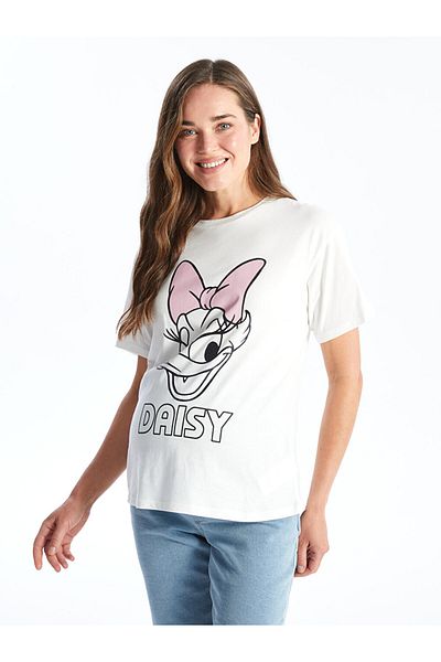 LC Waikiki LCW Umstands-T-Shirt mit Daisy-Duck-Aufdruck – Rundhalsausschnitt, kurze Ärmel