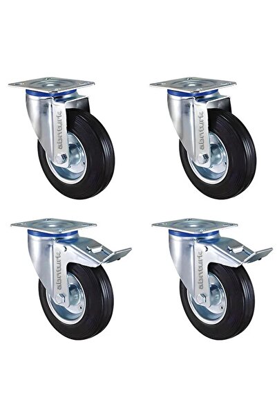 abnturk 4 Adet 80x30 Sanayi Tekeri 2 adet Düz 2 Adet Frenli Çelik Jant Döner ...