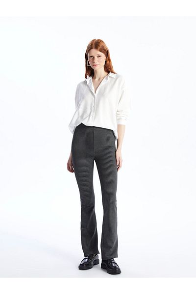 LC Waikiki LCW Women's Spanish Leg Striped Leggings Trousers - Elastic Waist