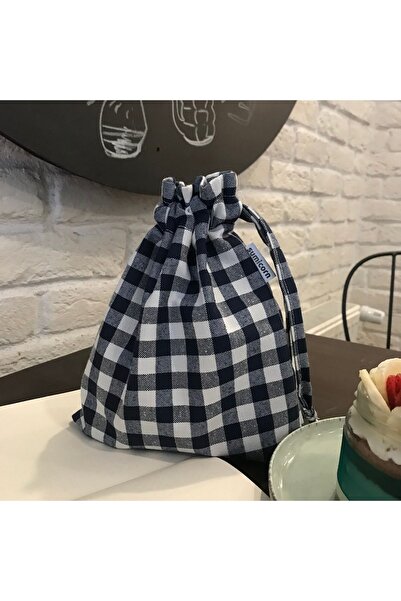 Sumicorn Design Lacivert Pötikareli Çevre Dostu Bez Keten Büzgülü Ipli Düzenl...