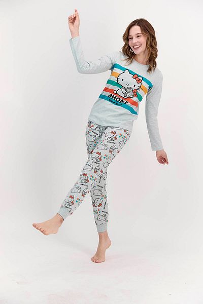 Hello Kitty L1400-S Hello Kıty Printed Pajamas Set /Greenelange/L