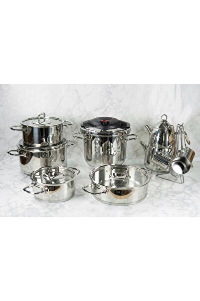 AROW 16 Parça Lüks Paslanmaz Çelik Tencere Seti