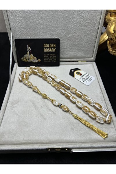 Tesbih-i Hazır Tesbihçilik Çift Sertifikalı Orijinal 24 Ayar Altın Parçacıklı 14 Ayar Özel Tasarım Tesbih