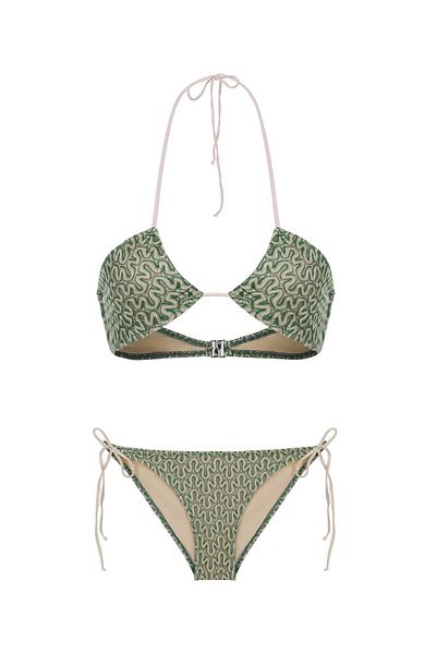 AQUELLA Σετ μπικίνι Halter Knitwear Triangle Green