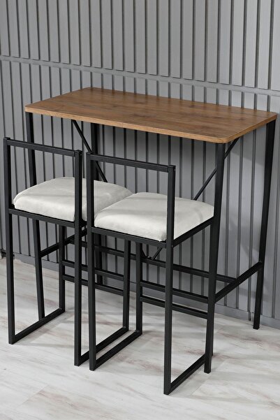 Armadeko Bar Masa Sandalye Takımı Metal Ikili Ada Mutfak Yemek Masası Otel Ka...