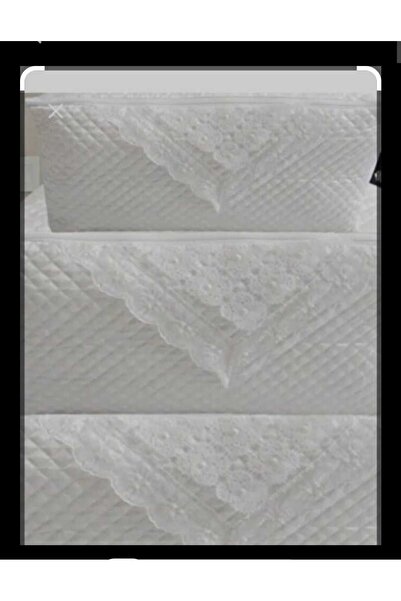 AYHOME İncili  Saten  Beyaz  Yorgan Yastık  Kazak Hurcu  Kapitoneli Çeyizlik  Boçalık  Büyük Orta Küçük Boy