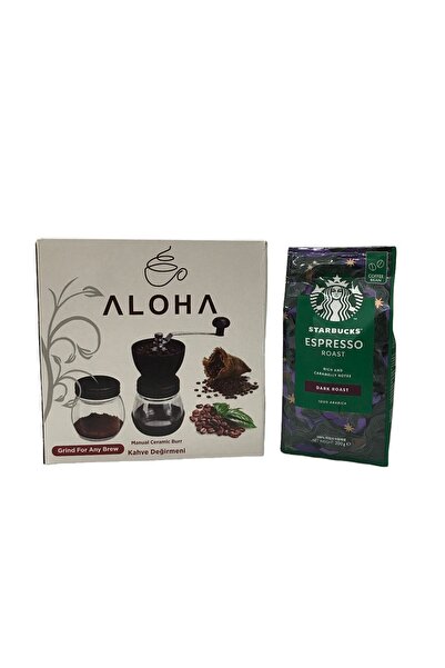Starbucks Espresso Çekirdek Kahve 250 Gr + Seramik Kahve Öğütücü Değirmen Ayarlı