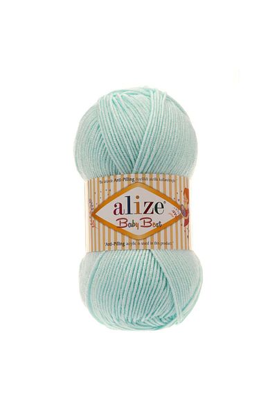 Alize 5 قطع من Baby Best 19 خيوط محبوكة يدويًا باللون الأخضر المائي، سترة صوفية، وشاح، سترة، أحذية طويلة، خيط أطفال