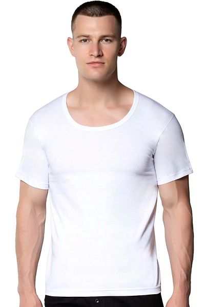 SEDEF YILDIZ White Undershirt Men's Combed Cotton - Wide Collar
